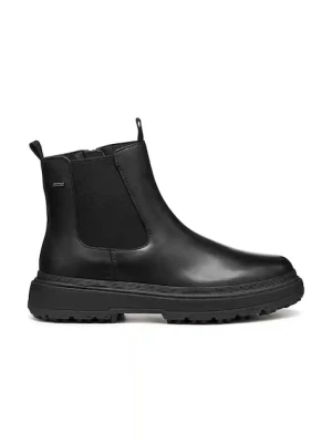 Geox botki skórzane D LAMIDIE + GRIP ABX damskie kolor czarny na płaskim obcasie D46XMD 00043 C9999