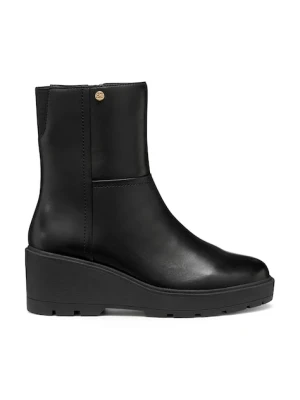 Geox botki skórzane D MIEREILLE damskie kolor czarny na koturnie D563VA 00043 C9999