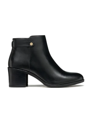 Geox botki skórzane D NEW ASHEEL damskie kolor czarny na słupku D56FSA 00043 C9999