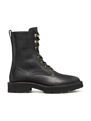 Geox botki skórzane D NORIZE damskie kolor czarny na płaskim obcasie D564ZC 00081 C9999