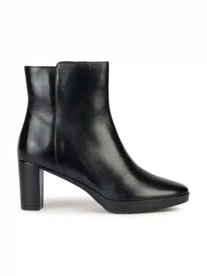 Geox botki skórzane D WALK PLEASURE 60 damskie kolor czarny na słupku D36TEC 00043 C9999