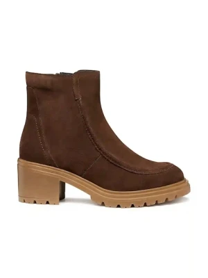 Geox botki zamszowe D DAMIANA damskie kolor brązowy na słupku D56QCB 00022 C6006