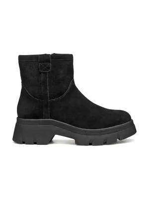 Geox botki zamszowe D PLUETTE damskie kolor czarny na platformie lekko ocieplone D565MA 00022 C9999