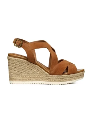 Geox espadryle zamszowe D PONZA kolor brązowy na koturnie D35GVC 00021 C6001