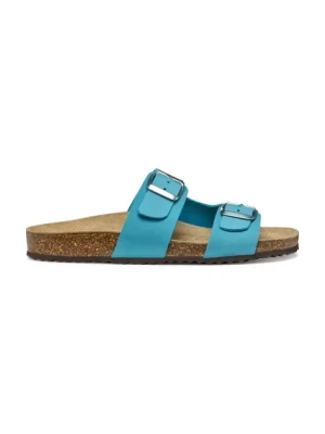 Geox klapki nubukowe D BRIONIA damskie kolor niebieski D35LSL 00032 C4003