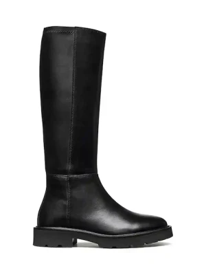 Geox kozaki D NORIZE damskie kolor czarny na płaskim obcasie D564ZB 043KB C9999