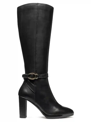 Geox kozaki skórzane D WALK PLEASURE 85 damskie kolor czarny na słupku D56TFB 00043 C9999
