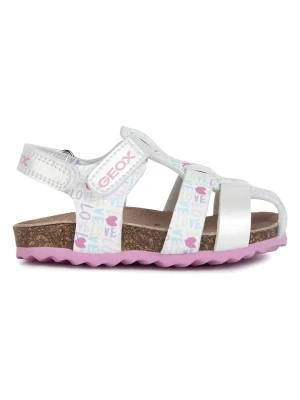 Geox Półsandały "Chalki" w kolorze srebrnym ze wzorem rozmiar: 25