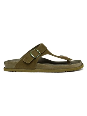 Geox Skórzane japonki "Sandybett" w kolorze khaki rozmiar: 37