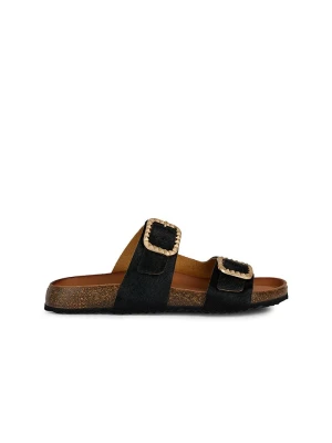 Geox Skórzane klapki "New Brionia" w kolorze czarnym rozmiar: 37