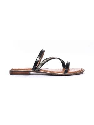 Geox Skórzane klapki "Sozy Plus" w kolorze czarnym rozmiar: 36