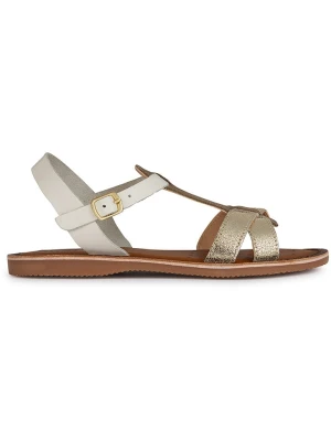 Geox Skórzane sandały "Eolie" w kolorze złoto-białym rozmiar: 32