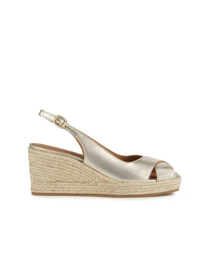 Geox Skórzane sandały "Panarea" w kolorze złotym na koturnie rozmiar: 39