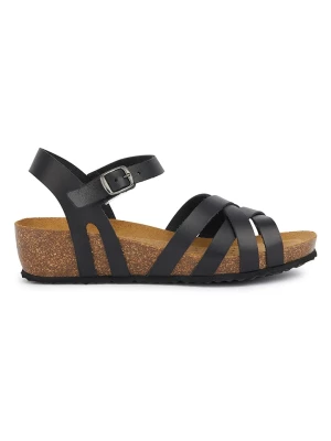 Geox Skórzane sandały "Sthellae" w kolorze czarnym na koturnie rozmiar: 38