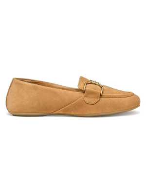 Geox Skórzane slippersy "Palmaria" w kolorze jasnobrązowym rozmiar: 39