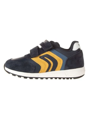 Geox Skórzane sneakersy "Alben" w kolorze granatowo-żółtym rozmiar: 36