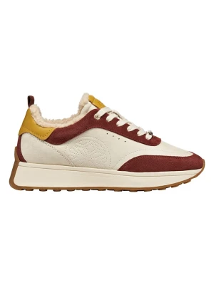 Geox Skórzane sneakersy "Amabel" w kolorze kremowo-jasnobrązowym rozmiar: 41