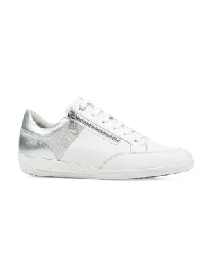 Geox Skórzane sneakersy "Myria" w kolorze biało-srebrnym rozmiar: 36