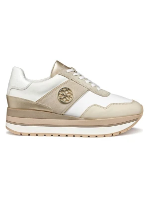 Geox Skórzane sneakersy "New Kency" w kolorze biało-beżowym na koturnie rozmiar: 38