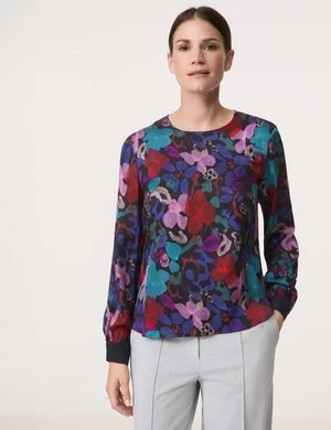 GERRY WEBER Damski Bluzka z długim rękawem z kwiatowym wzorem 62cm długie Małe rozcięcie z tyłu Multicolor W kwiaty