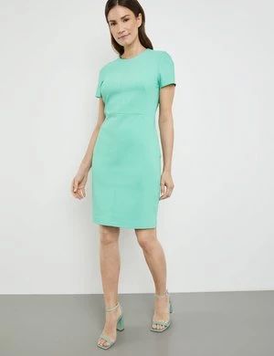 GERRY WEBER Damski Dopasowana sukienka etui ze streczem krótkie Okrągły Zielony Jednokolorowy