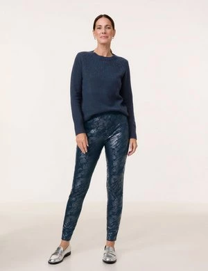 GERRY WEBER Damski Dopasowane spodnie bez zapięcia SAN꞉YA SKINNY FIT Niebieski Zwierzęcy nadruk