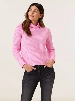 GERRY WEBER Damski Dzianinowy sweter ze stójką 54cm długie stójka, Różowy Jednokolorowy