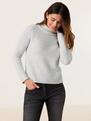 GERRY WEBER Damski Dzianinowy sweter ze stójką 54cm długie stójka, Szary Jednokolorowy