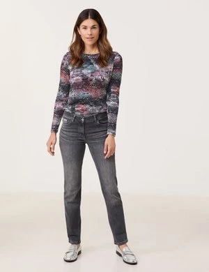 GERRY WEBER Damski Dżinsy z 5 kieszeniami ALIS꞉SA SLIM STRAIGHT FIT Szary Jednokolorowy