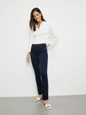 GERRY WEBER Damski Dżinsy z 5 kieszeniami Best4me Slimfit, Niebieski Jednokolorowy