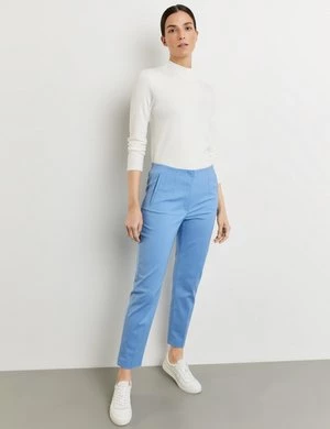 GERRY WEBER Damski Eleganckie elastyczne spodnie SAN꞉YA SLIM FIT Niebieski Jednokolorowy