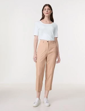 GERRY WEBER Damski Eleganckie spodnie KIR꞉STY CITYSTYLE Beżowy Jednokolorowy