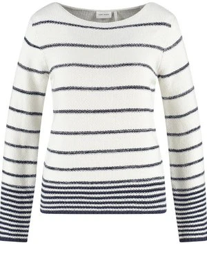 Zdjęcie produktu GERRY WEBER Damski Fakturalny sweter w paski 56cm długie Okrągły, Biały W paski
