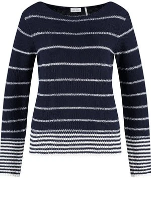 Zdjęcie produktu GERRY WEBER Damski Fakturalny sweter w paski 56cm długie Okrągły, Niebieski W paski