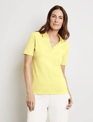 GERRY WEBER Damski Koszulka polo z bawełny 64cm krótkie kołnierzyk polo Żółty Jednokolorowy