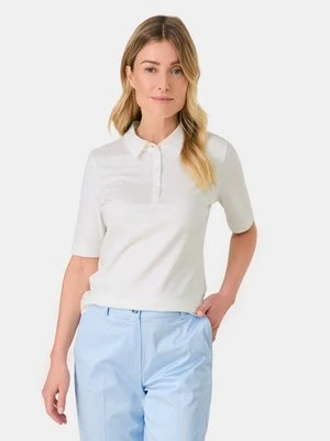 GERRY WEBER Damski Koszulka polo z czystej bawełny 64cm Półrękawek kołnierzyk polo, Biały Jednokolorowy