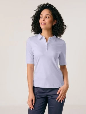 GERRY WEBER Damski Koszulka polo z czystej bawełny 64cm Półrękawek kołnierzyk polo, Niebieski Jednokolorowy