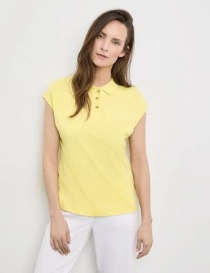 GERRY WEBER Damski Koszulka polo z krótkim rękawem 62cm krótkie Z kołnierzem Żółty Jednokolorowy