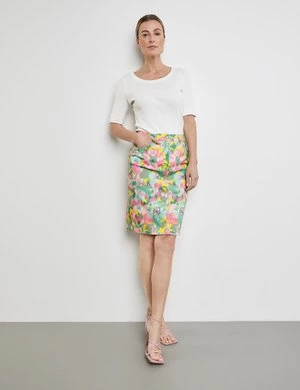 GERRY WEBER Damski Krótka spódnica z rozcięciem 58cm Multicolor W kwiaty
