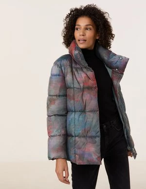 GERRY WEBER Damski Kurtka outdoorowa z ukrytym kapturem 70cm długie stójka Multicolor Wzorzysty