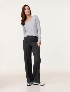 GERRY WEBER Damski Spodnie bez zapięcia MIR꞉JA WIDE LEG Czarny Jednokolorowy