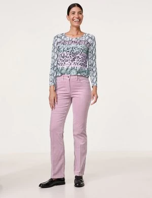 GERRY WEBER Damski Spodnie sztruksowe MAR꞉LIE FLARED FIT Fioletowy Jednokolorowy