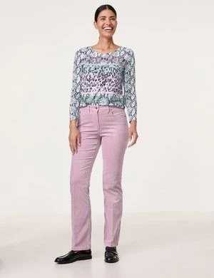 GERRY WEBER Damski Spodnie sztruksowe MAR꞉LIE FLARED FIT Fioletowy Jednokolorowy