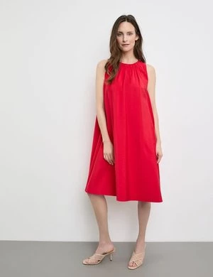 GERRY WEBER Damski Sukienka bez rękawów z plisą Bez rękawów Okrągły Czerwony Jednokolorowy