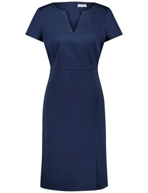 GERRY WEBER Damski Sukienka etui z długim zamkiem na plecach krótkie Otwarty okrągły dekolt Niebieski Jednokolorowy