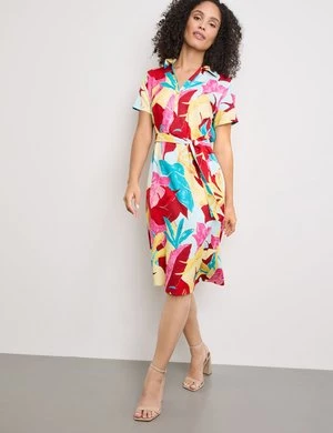 GERRY WEBER Damski Sukienka koszulowa z paskiem w talii ze zrównoważonych materiałów krótkie w serek Multicolor W kwiaty