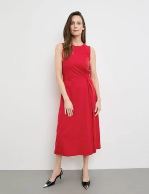 GERRY WEBER Damski Sukienka midi z wiązaniem Bez rękawów Okrągły Czerwony Jednokolorowy
