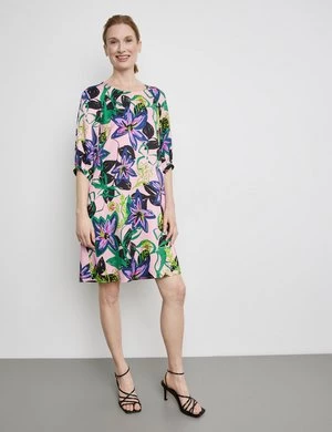 GERRY WEBER Damski Sukienka rozszerzana ku dołowi ze zrównoważonej wiskozy 3/4 Okrągły Multicolor Wzorzysty