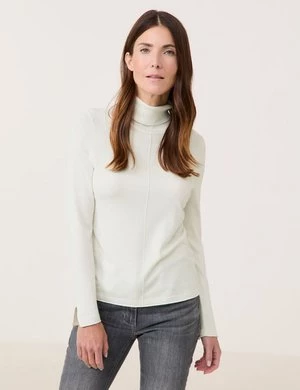 GERRY WEBER Damski Sweter z golfem i rozcięciami rękawów 60cm długie Biały Jednokolorowy