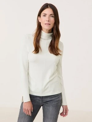 GERRY WEBER Damski Sweter z golfem i rozcięciami rękawów 60cm długie, Biały Jednokolorowy